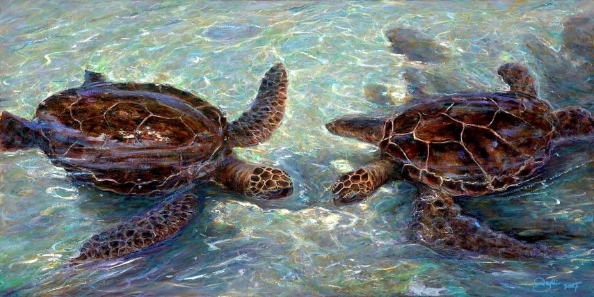 Sea Turtles Honanunau by Karla Sachi Conway